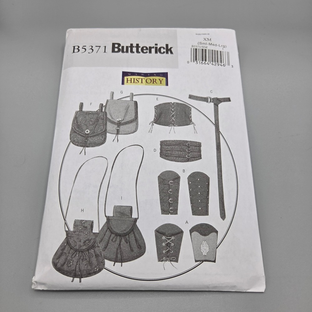 Butterick B5371 Making History Renaissance Steampunk Accessories Pattern XM S-L
